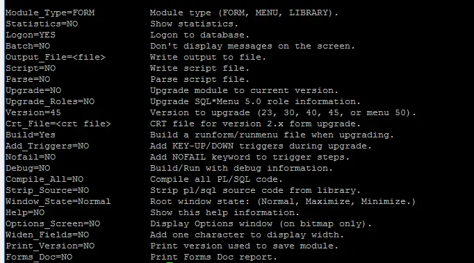 frmcmp parameter