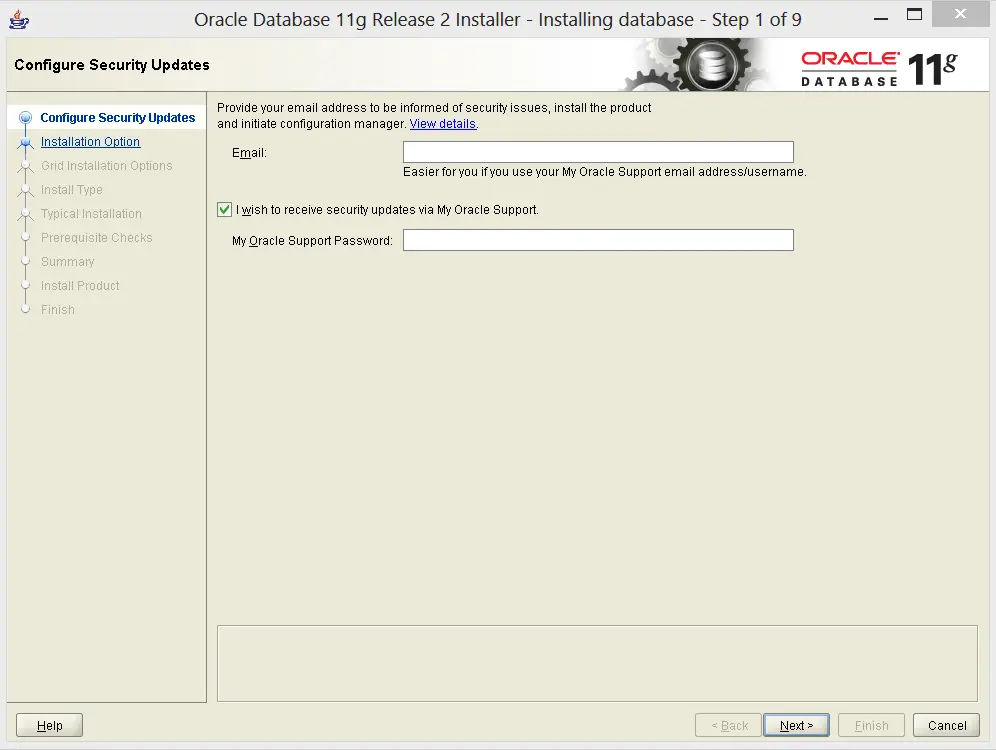 Configure Security Updates for Oracle Database 11 G Release 2