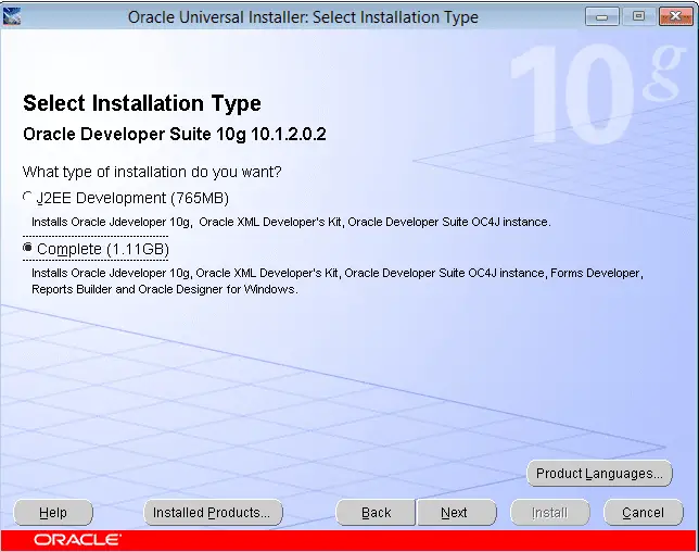 select installation type