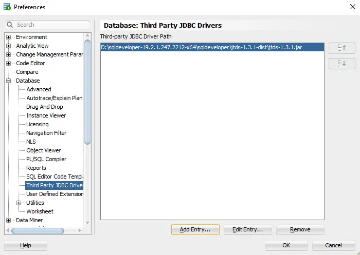 how to add jar files in oracle sql developer