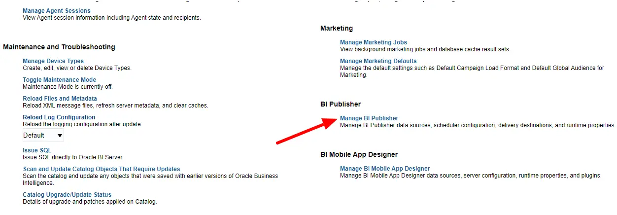 Manage BI Publisher