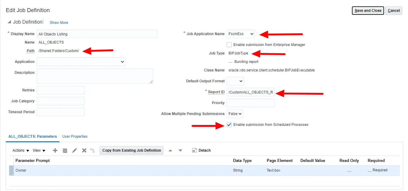 Create ESS Job Definition