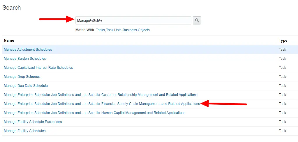 Select Manage Enterprise Scheduler Job Definitions and Job Sets for Financial, Supply Chain Management, and Related Applications