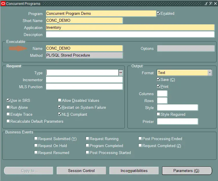 oracle-concurrent-program-define