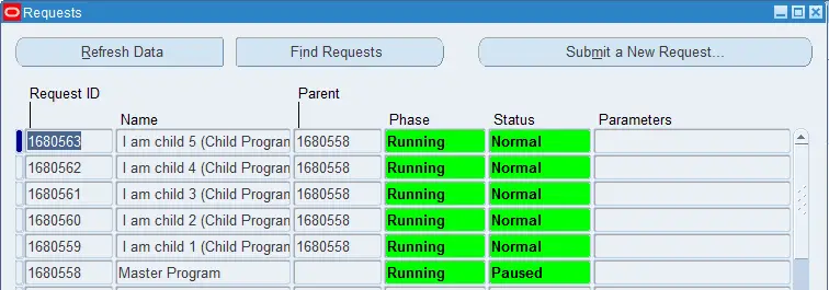 Parent child request in Oracle Apps