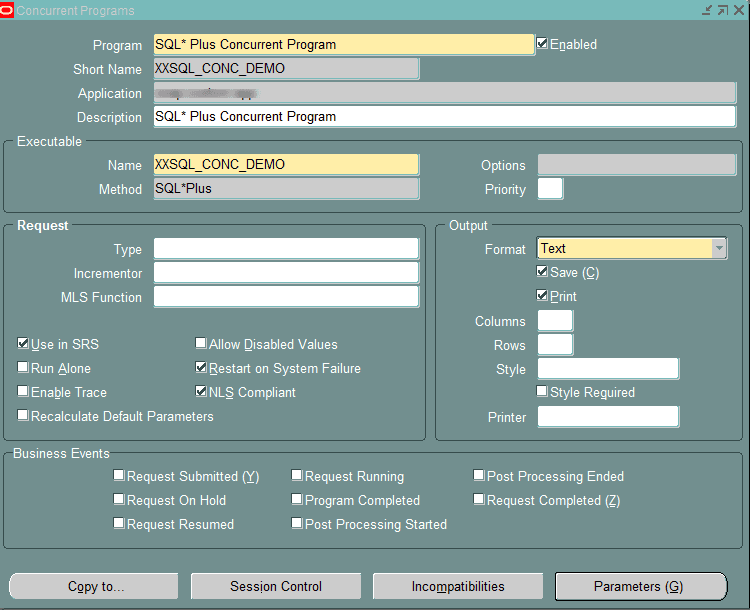 Define SQL Plus concurrent program