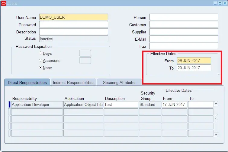 Disable user in Oracle Apps