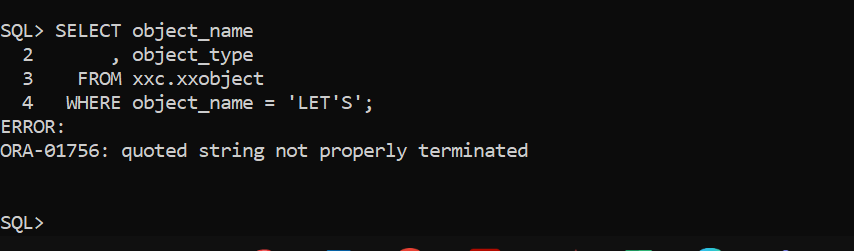 error when quotes is part of string