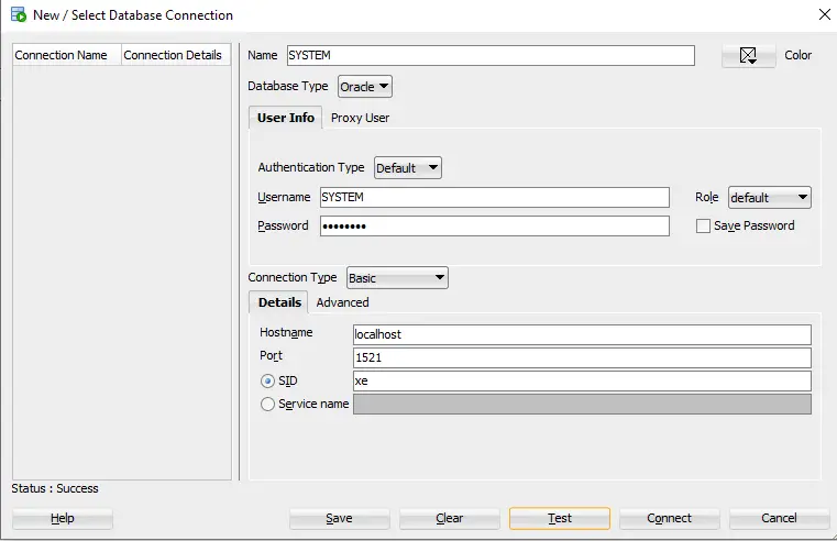 Connect Oracle Database using SQL Developer