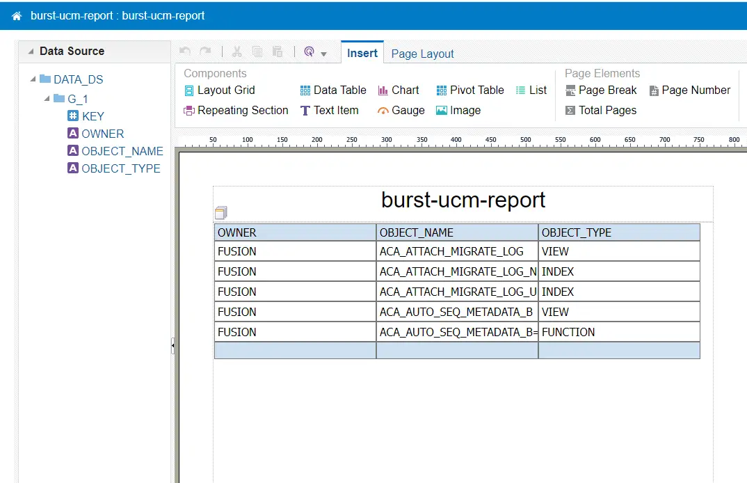 Oracle BI Publisher Report Layout