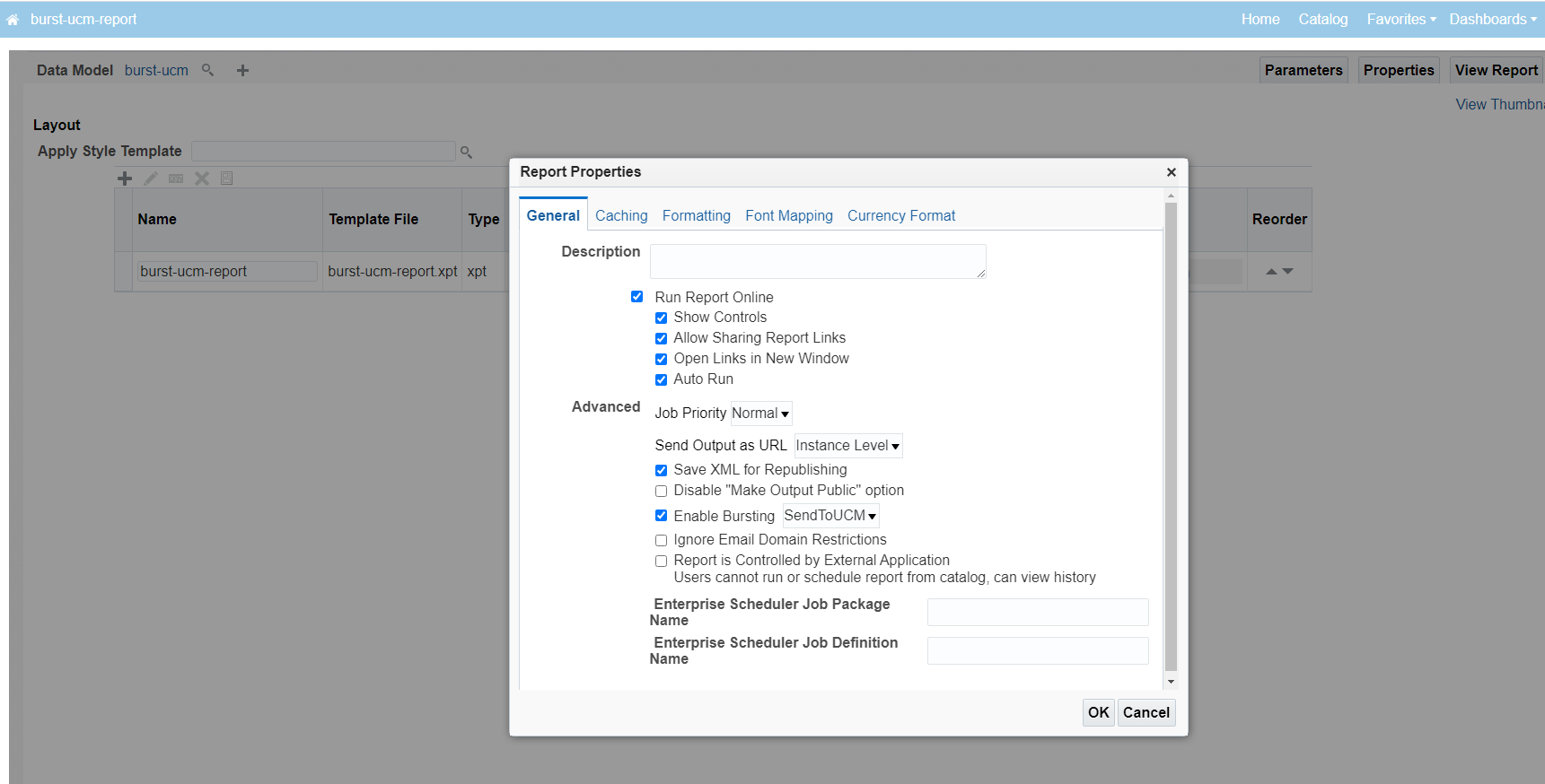 Verify enable bursting is enabled and selected SENDTOUCM